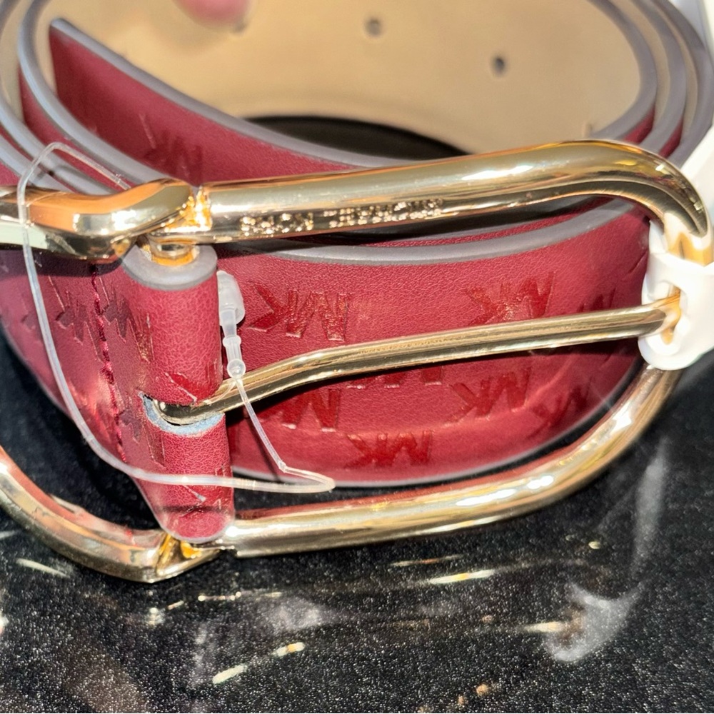 Michael Kors Burgundy Belt with Gold Hardware